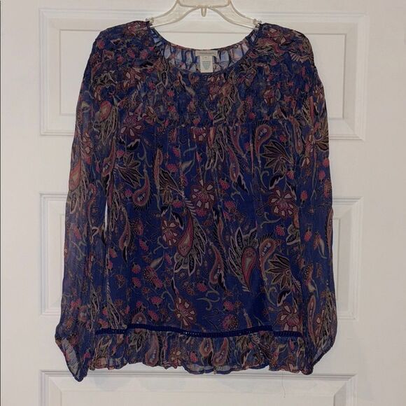 Sundance Indigo Floral Paisley Sheer Blouse - Picture 1 of 6